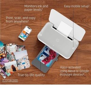 HP White Wireless Printer with Voice Activation with case ALL NEW